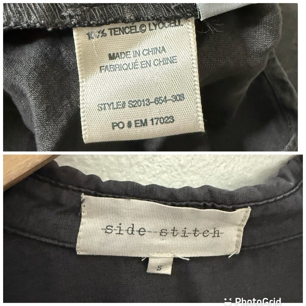 Side Stitch Gray Long Roll Tab Sleeve Tencel Popover Minimalist Womens Small - Picture 12 of 12